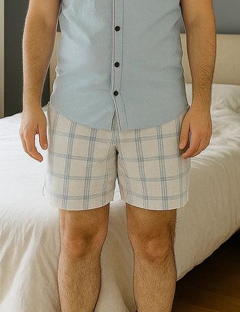 🩳 Short à carreaux blanc et bleu Penguin – Taille 32 🩳