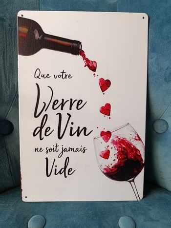 Plaque métal citation alcool neuve 20x30cm