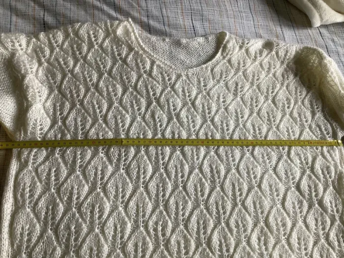 Très jolie pull en laine mohair blanc fait main - photo numéro 4