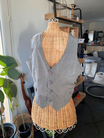Gilet de tailleur School Rag taille 34 XS gris à petits carreaux