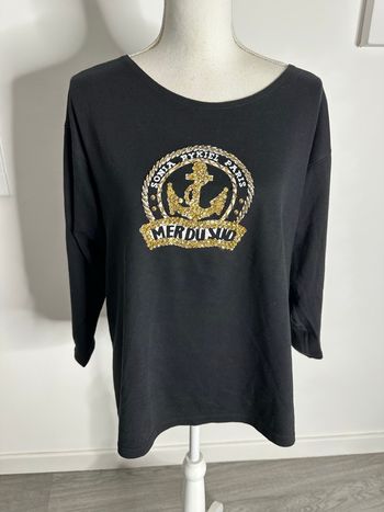 T-shirt blouse oversize noire et dorée Sonia Rykiel T42 XL