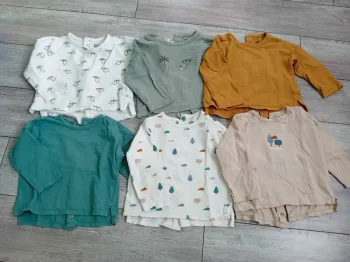 Lot de 6 t-shirts à manches longues taille 12 mois