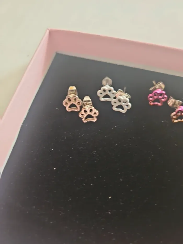 Lot de 3 boucles d'oreille Empreinte d'animaux - photo numéro 2