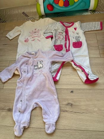 Lot 3 pyjamas bébé velours Kitchoun Gémo