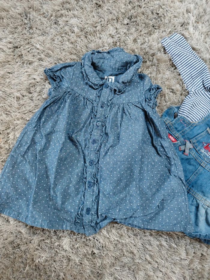 Lot de deux robes en jean été bébé fille6 mois - photo numéro 2