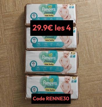 200 couches pampers taille 2 harmonie