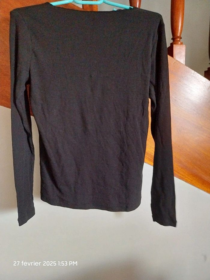 T-shirt boutonné manches longues, détail dentelle - taille XL - La Redoute Collections - couleur noi - photo numéro 7