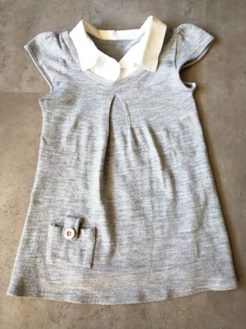 Pull gris manches courtes avec col chemisier blanc Taille 2