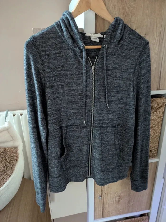 Joli gilet gris chiné à capuche H&M taille S