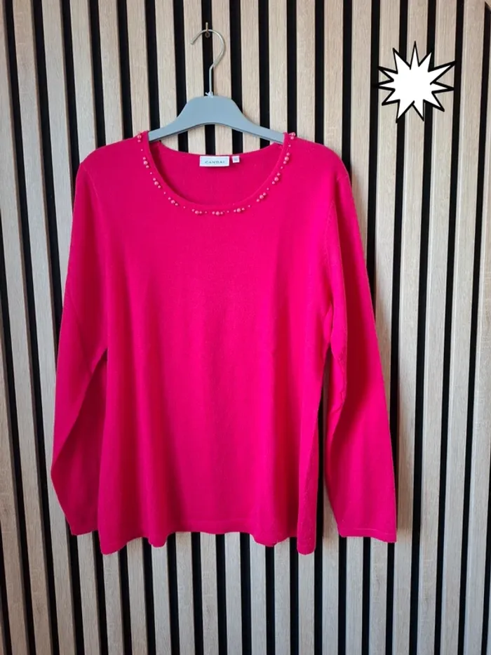 Pull rose framboise perlée Canda T 38