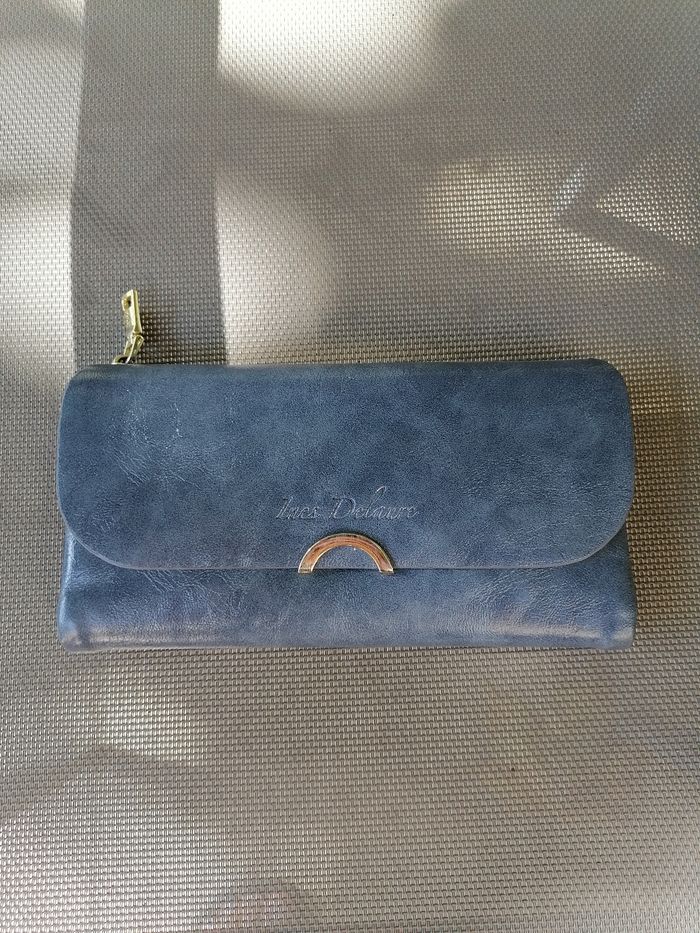 Portefeuille Inès Delaure bleu cobalt - photo numéro 2