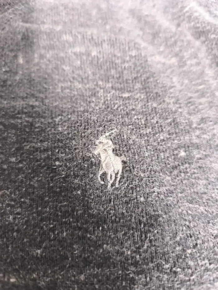 Pull col rond gris foncé chiné logo blanc Polo Ralph Lauren S - photo numéro 3