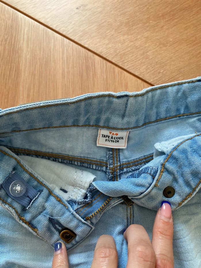 Short en jean bleu clair TAO 3 ans - photo numéro 3