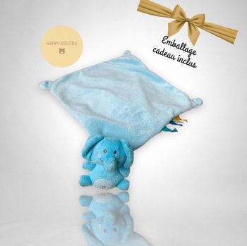 Peluche Doudou mouchoir bleu avec éléphant Nicotoy DP100