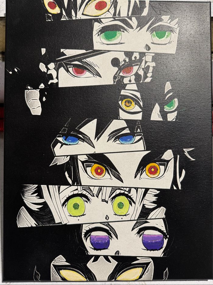 Tableau regards collectors – Demon Slayer série limitée toile 30x40 cm - photo numéro 5