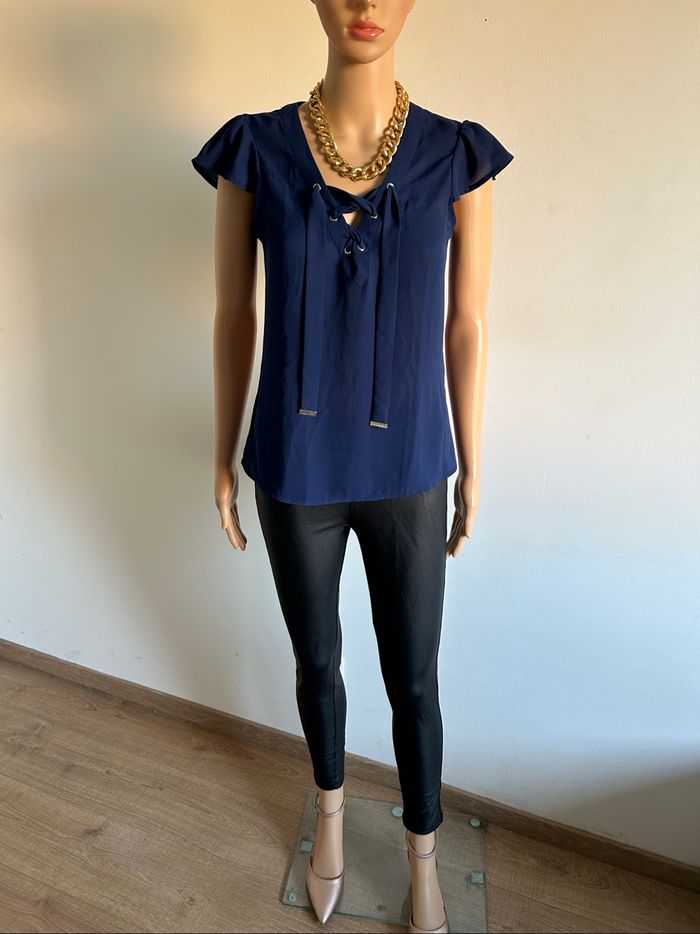 Blouse bleue marine à manches courtes Morgan taille 36 jamais portée - photo numéro 3