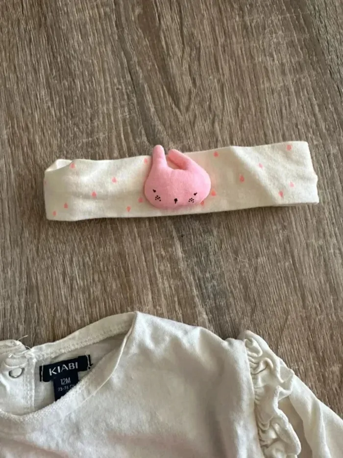 T-shirt manche longue + bandeau 12 mois - photo numéro 4