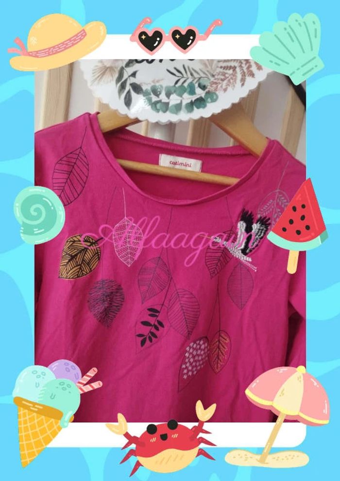 T-shirt manches longues catimini rose 10ans - photo numéro 2