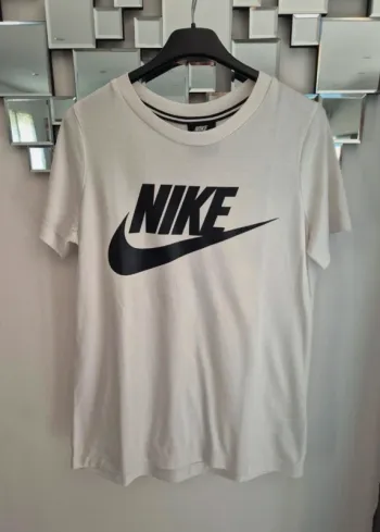 T-shirt Nike Homme - Blanc Logo Noir - Taille S