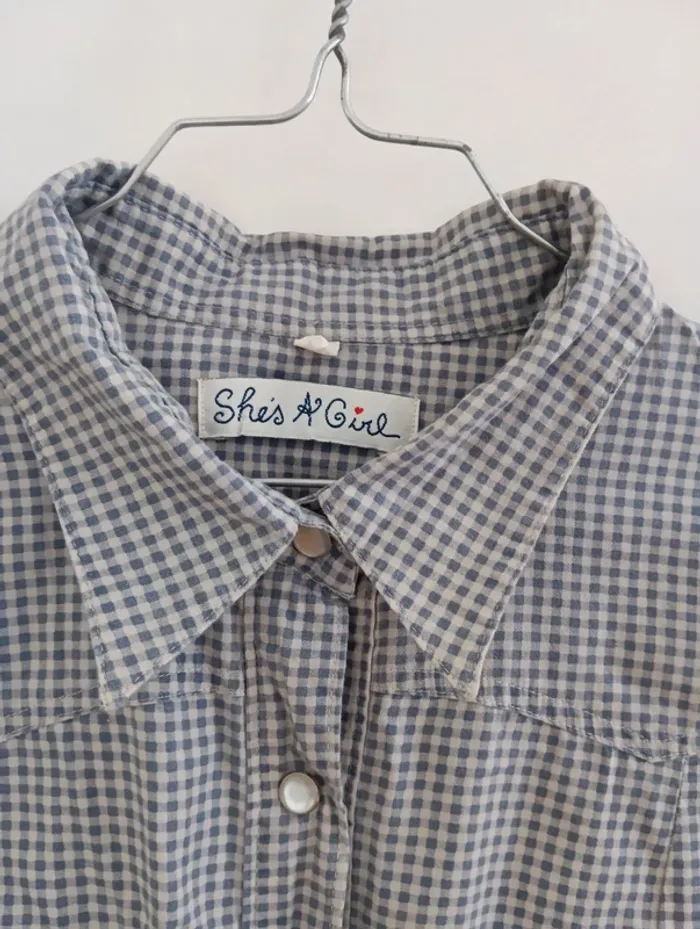 Chemise vichy en coton vintage 90's she's a girl - photo numéro 6