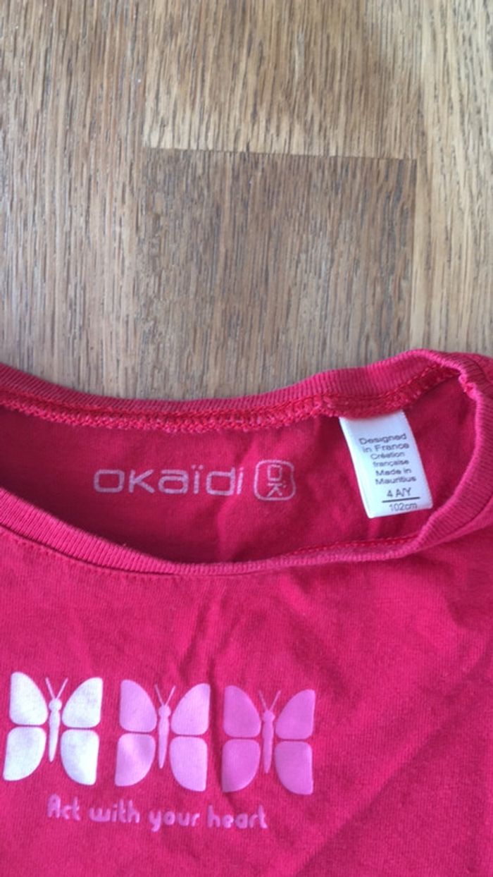 T-shirt rouge papillons Okaidi - photo numéro 3