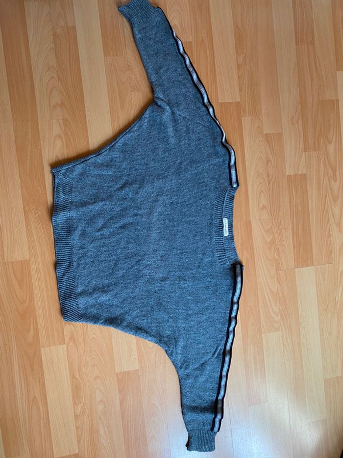 Pull gris manche chauve souris - photo numéro 3