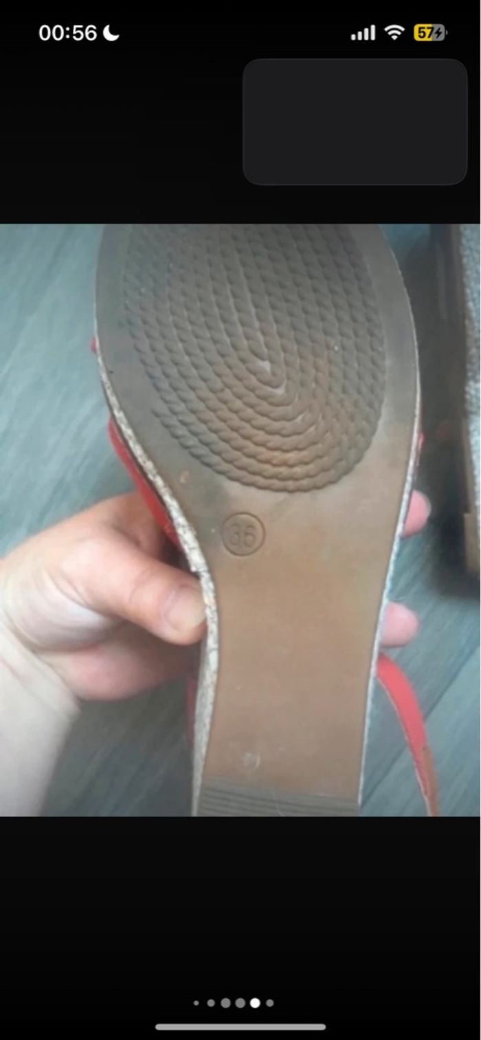 Chaussures compensées pour femme taille 36 couleur rouge - photo numéro 7