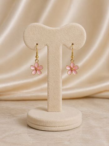 Boucles d'oreilles pendantes fleur rose 🌸