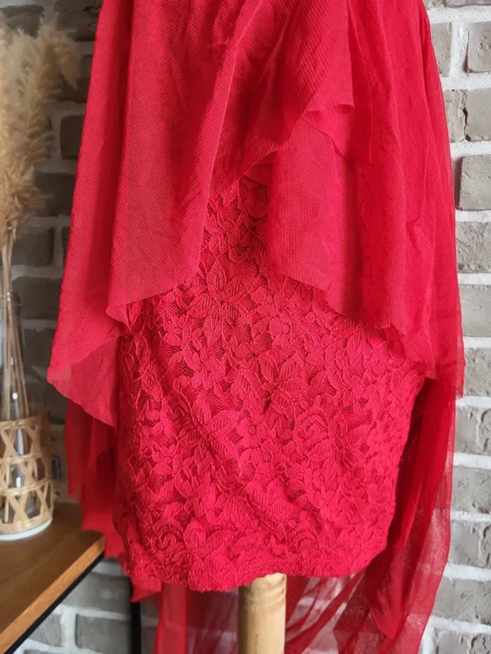Robe bustier rouge tulle et dentelle - Made In Italy - photo numéro 6