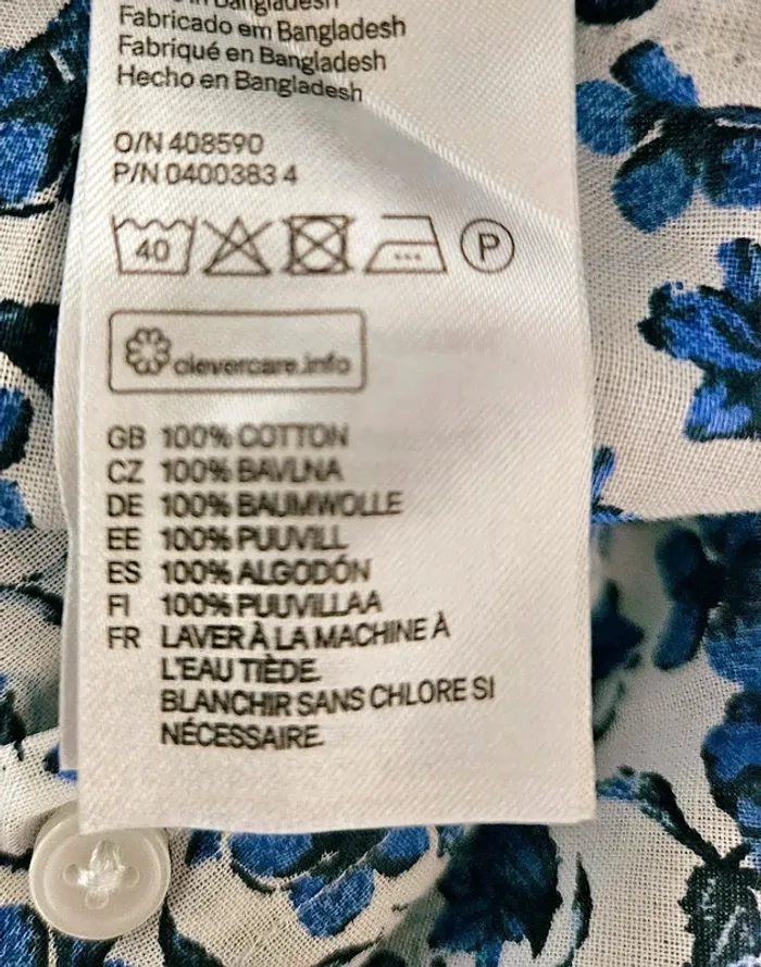 Chemise blanche fleurs bleues H & M Taille 46 (plutôt 42)Neuve - photo numéro 6