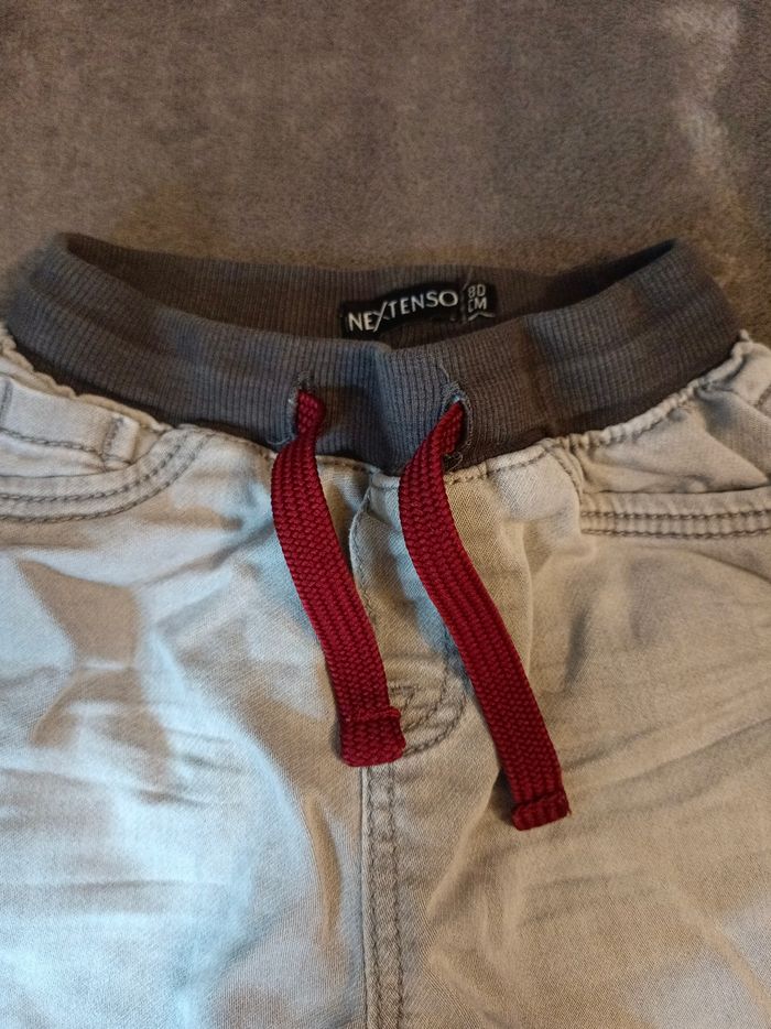 Jeans gris à lacet bordeaux - photo numéro 2