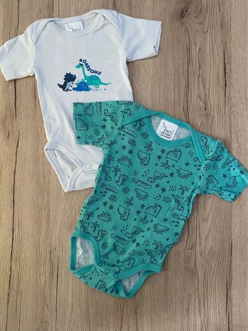 Lot 2 bodies manches courtes dinosaures 6 mois