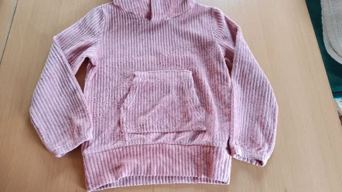 Pull velours effet côtelé rose - photo numéro 2