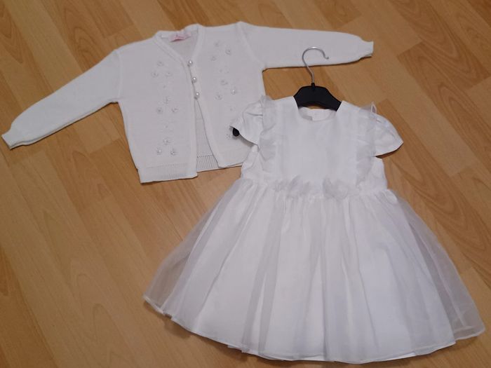 Ensemble de fête robe Chicco 12 mois et gilet avec perles