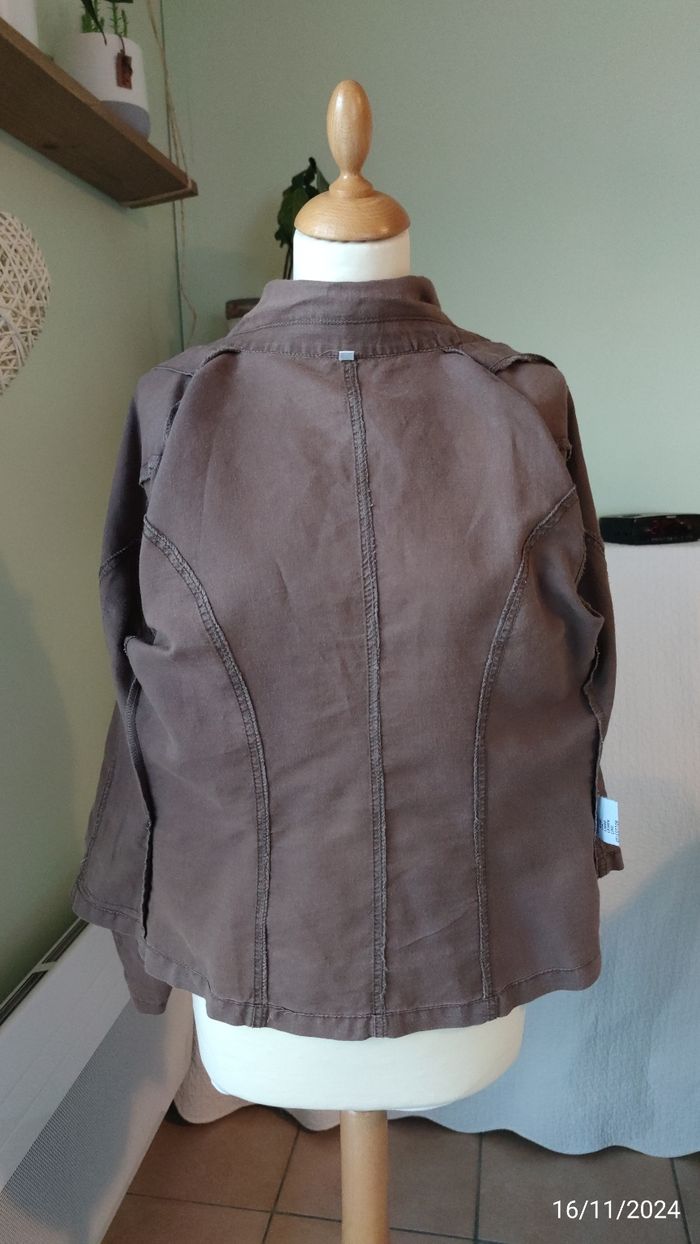 Blazer marron en lin et coton T38 - photo numéro 8