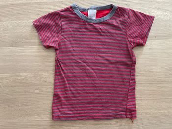 T-shirt manches courtes rouge rayé gris tout simplement 2/3