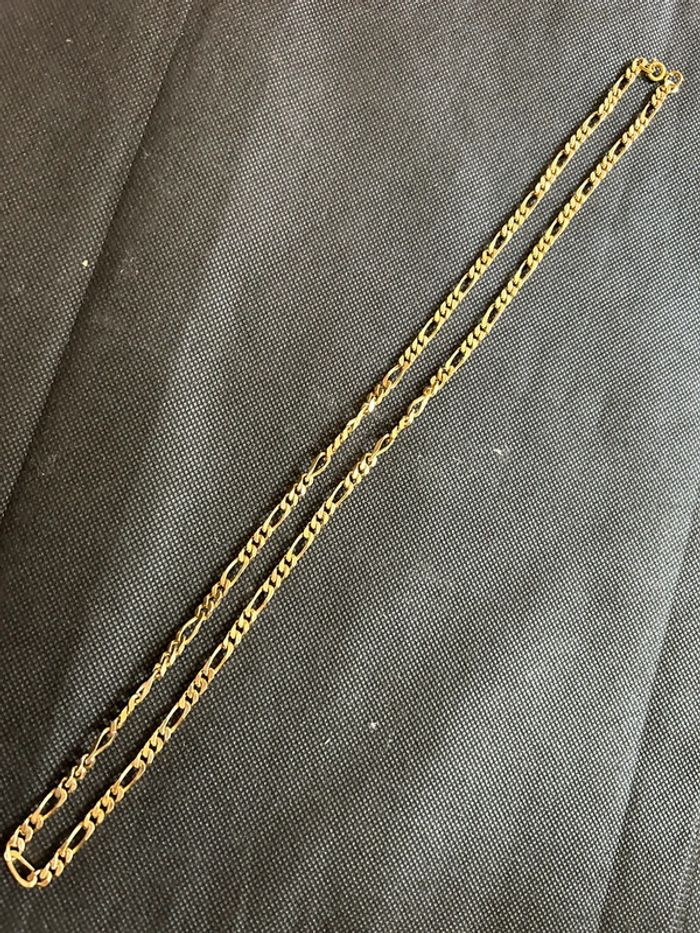 Beau et long collier/chaîne maille «cheval » en plaqué or mixte TBE - photo numéro 5