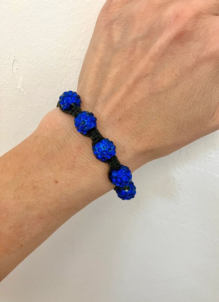 Bracelet shamballa boules et strass bleus - photo numéro 2