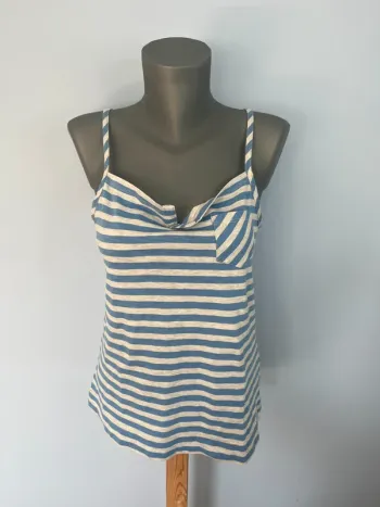 Débardeur rayé gris & bleu Levi’s taille M – poche cœur, style casual authentique