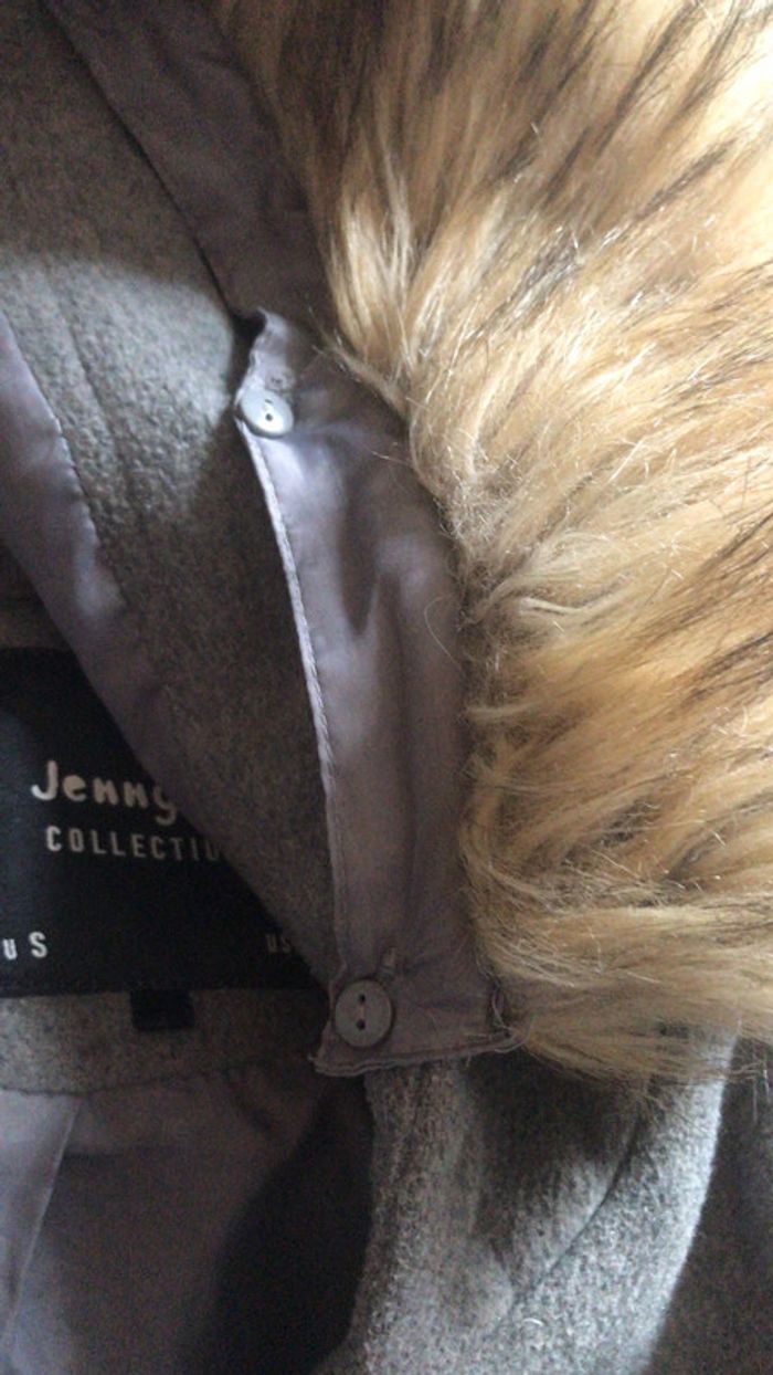 Manteau gris à capuche fourrure amovible S - photo numéro 3