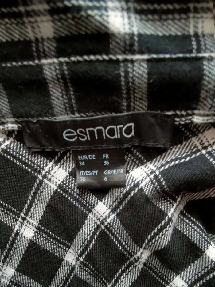 Robe-chemise Esmara à carreaux noirs  et  blancs, 100%  coton, allure casual et  confortable - photo numéro 4