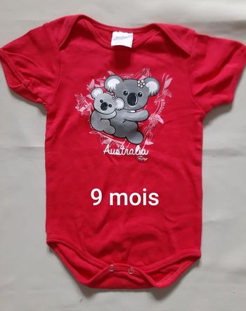 body rouge manches courtes fille - koalas - Hoxley - 9 mois