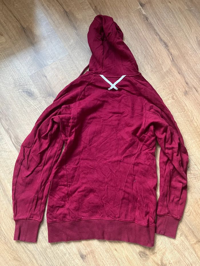 Pull à capuche avec zip Adidas rouge bordeaux homme/femme - photo numéro 2
