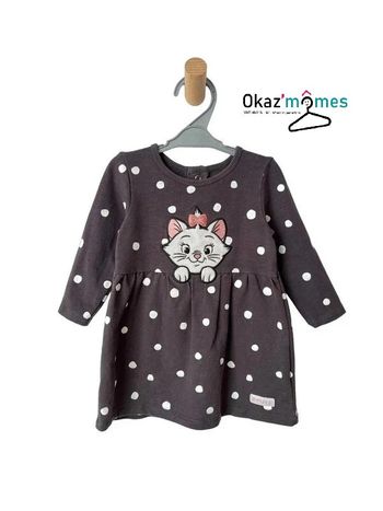 Robe-sweat à pois blancs motif “Marie” des Aristochats - 9-12 mois (80cm)