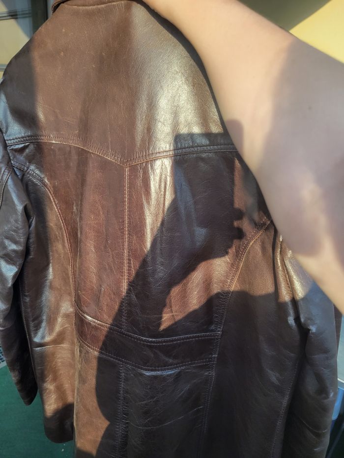 Veste en cuir marron taille L - photo numéro 3