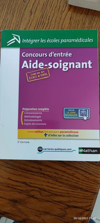Livre concours d'entrèe aide-soignant