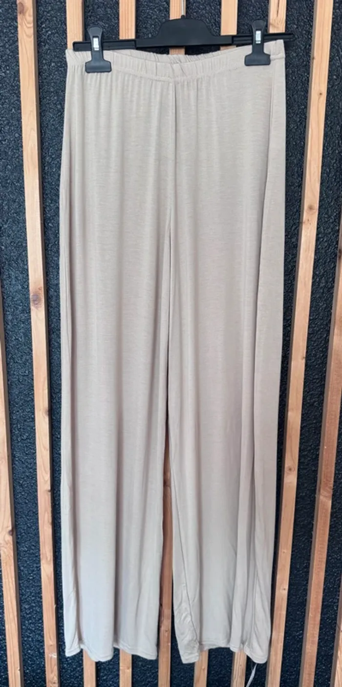 Pantalon Boohoo Jersey "Wide Leg Pj" - Jambes Larges - Beige Taille 40 - Neuf - photo numéro 2