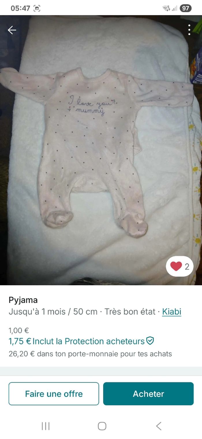 Lot de Pyjama grenouillère 50 cm jusqu'à 1 mois plusieurs marques