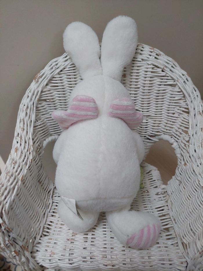 Interbaby - peluche lapin blanc et carotte rayée rose - photo numéro 3