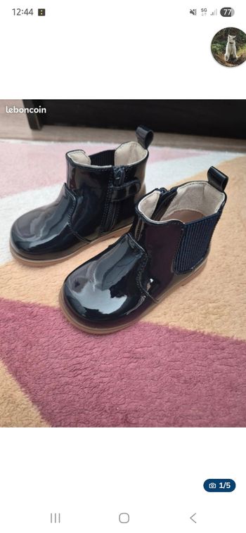 Boots bleu vernis